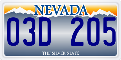 NV license plate 03D205