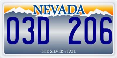 NV license plate 03D206