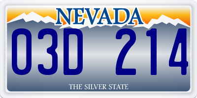 NV license plate 03D214