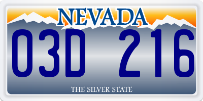 NV license plate 03D216