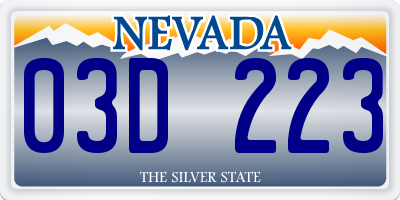 NV license plate 03D223
