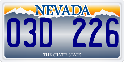 NV license plate 03D226