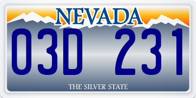 NV license plate 03D231