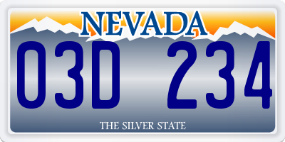 NV license plate 03D234