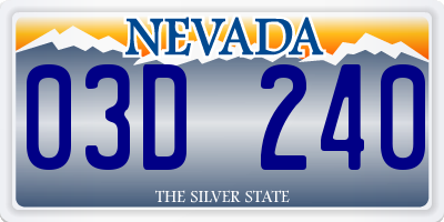 NV license plate 03D240