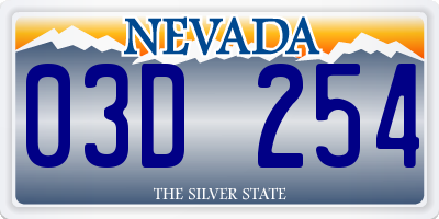 NV license plate 03D254
