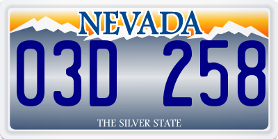 NV license plate 03D258