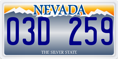 NV license plate 03D259