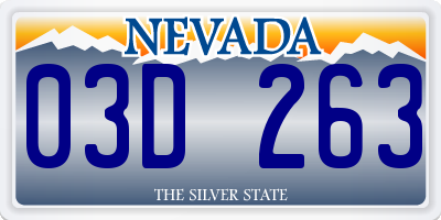 NV license plate 03D263