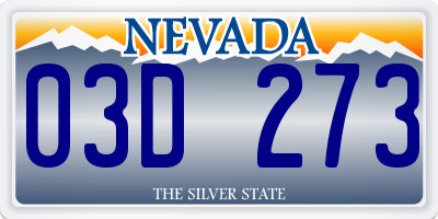 NV license plate 03D273