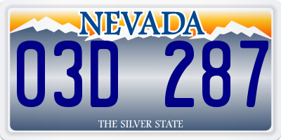 NV license plate 03D287