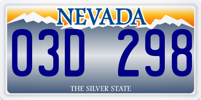 NV license plate 03D298