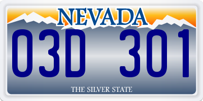 NV license plate 03D301