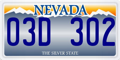 NV license plate 03D302