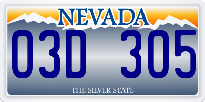 NV license plate 03D305