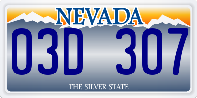 NV license plate 03D307