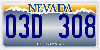 NV license plate 03D308