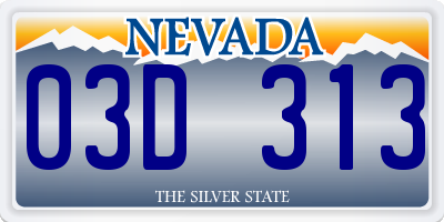 NV license plate 03D313