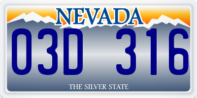 NV license plate 03D316