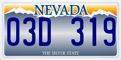 NV license plate 03D319