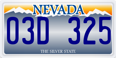 NV license plate 03D325