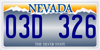 NV license plate 03D326