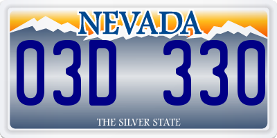 NV license plate 03D330