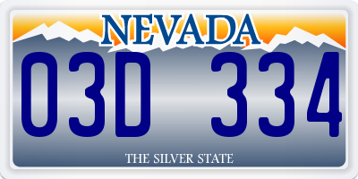 NV license plate 03D334