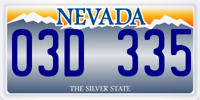 NV license plate 03D335