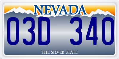 NV license plate 03D340