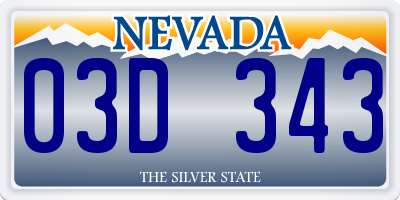 NV license plate 03D343