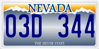 NV license plate 03D344
