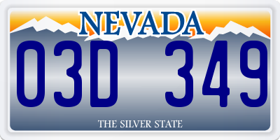 NV license plate 03D349