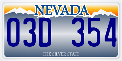 NV license plate 03D354