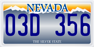 NV license plate 03D356