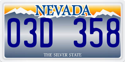 NV license plate 03D358
