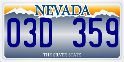 NV license plate 03D359