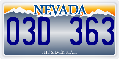 NV license plate 03D363