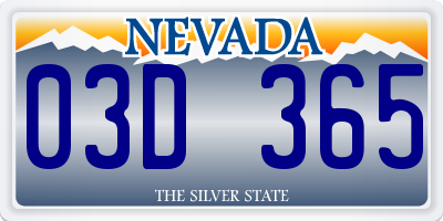 NV license plate 03D365