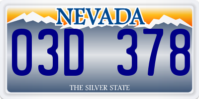 NV license plate 03D378