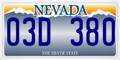 NV license plate 03D380