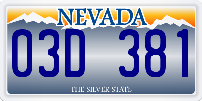 NV license plate 03D381