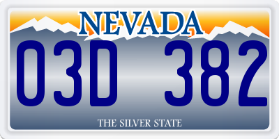 NV license plate 03D382