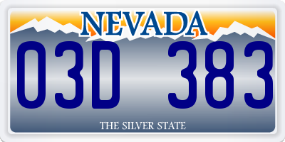 NV license plate 03D383