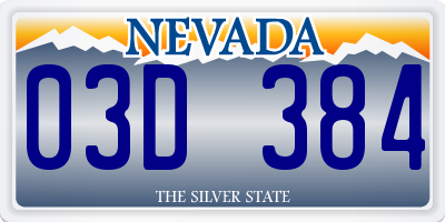 NV license plate 03D384