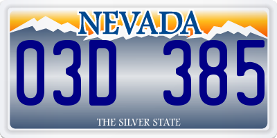 NV license plate 03D385