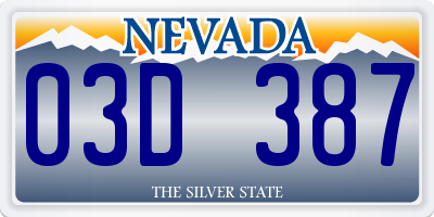 NV license plate 03D387