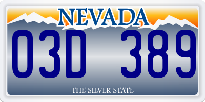 NV license plate 03D389