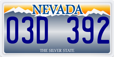 NV license plate 03D392