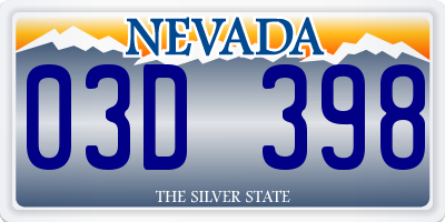 NV license plate 03D398
